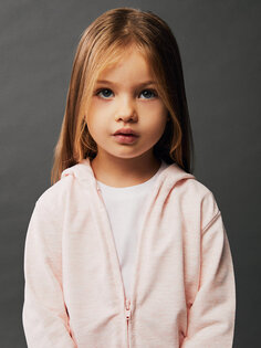 Толстовка на молнии с капюшоном и длинными рукавами для маленьких девочек LCW baby, розовый меланж