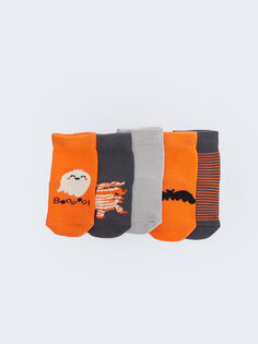 Носки для мальчика с рисунком, набор из 5 шт. LCW baby, светло-оранжевый