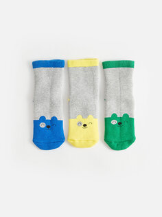 Носки для маленьких мальчиков с рисунком, 3 предмета LCW baby, белый меланж
