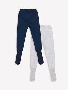 Носки для маленьких мальчиков, пижамные штаны с эластичной резинкой на талии, 2 предмета LCW baby, темно-синий