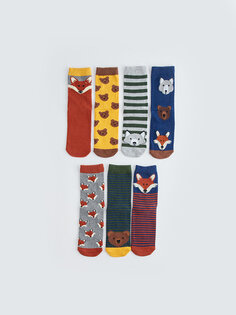 Носки для мальчиков с принтом, набор из 7 шт. LCW Kids, окрашенная пряжа смешанного цвета