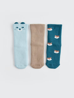 Носки с принтом для маленьких мальчиков, 3 предмета LCW baby, светло-синий