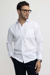 Классическая мужская белая рубашка с воротником-добби с узором TUDORS, белый