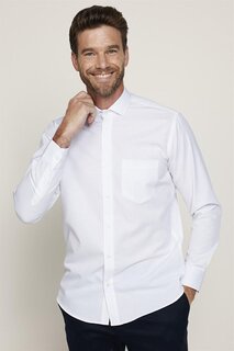Классическая мужская белая рубашка с воротником-добби с узором TUDORS, белый