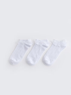 Носки-пинетки для девочек, 3 предмета, с выкройкой LCW Kids, ярко-белый