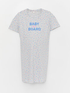 Ночная рубашка для беременных с круглым вырезом и принтом с короткими рукавами LCW DREAM, экрю с принтом