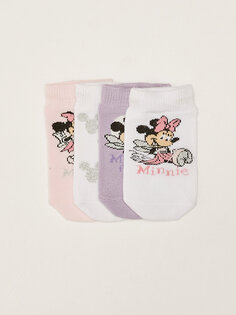 Носки-пинетки с принтом Минни Маус для маленьких девочек, набор из 4 шт. LCW baby