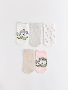 Носки-пинетки для девочек с рисунком, 5 шт. LCW Kids, экрю