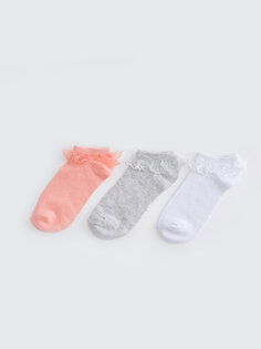 Носки-пинетки для девочек, 3 предмета, с выкройкой LCW Kids, детский розовый