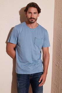Облегающая футболка из 100 % хлопка с круглым вырезом и карманами 5902000 Buratti, светло-синий