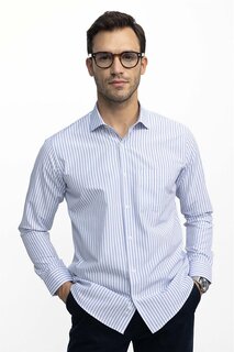 Классическая удобная мужская красочная рубашка с хлопковым воротником в тонкую полоску TUDORS, белый