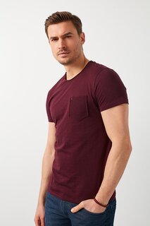 Облегающая футболка из 100 % хлопка с круглым вырезом и карманами 5902000 Buratti, бургундия