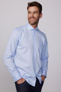 Классическая синяя мужская рубашка Добби Премиум из 100 % хлопка TUDORS