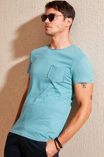 Облегающая футболка из 100 % хлопка с круглым вырезом и карманами 5902000 Buratti, синий