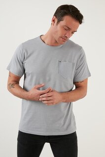 Облегающая футболка из 100 % хлопка с круглым вырезом и карманами 5902000 Buratti, светло-серый