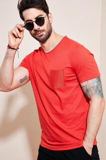 Облегающая футболка из 100 % хлопка с круглым вырезом и карманами 5902000 Buratti, красный