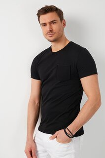 Облегающая футболка из 100 % хлопка с круглым вырезом и карманами 5902000 Buratti, черный