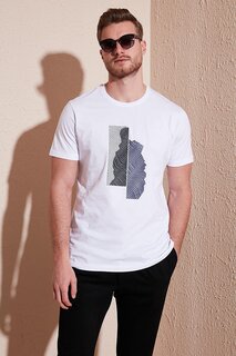 Облегающая футболка из 100 % хлопка с круглым вырезом с принтом 646B3920 Buratti, белый