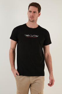 Облегающая футболка из 100 % хлопка с круглым вырезом и текстовым принтом 541ENJOY Buratti, черный