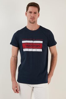 Облегающая футболка из 100 % хлопка с круглым вырезом с принтом 541ROOSTERS Buratti, темно-синий