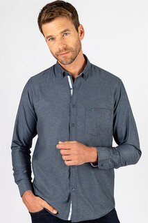 Классическая хлопковая оксфордская простая мужская рубашка дымчатого цвета, легкая глажка TUDORS