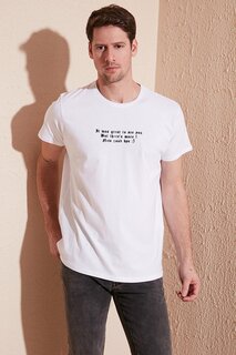 Облегающая футболка из 100% хлопка с круглым вырезом и текстовым принтом 541THEMAS Buratti, белый