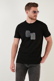 Облегающая футболка из 100 % хлопка с круглым вырезом с принтом 646B3950 Buratti, черный