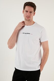 Облегающая футболка из 100% хлопка с круглым вырезом и текстовым принтом 541WIND Buratti, белый