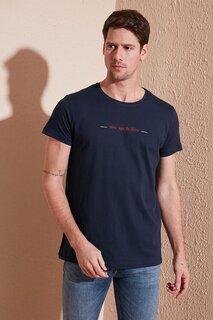 Облегающая футболка из 100% хлопка с круглым вырезом и текстовым принтом 541WIND Buratti, темно-синий