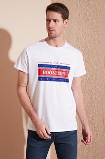 Облегающая футболка из 100 % хлопка с круглым вырезом с принтом 541ROOSTERS Buratti, белый