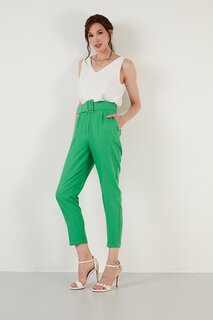 Классические брюки с высокой талией и карманами на поясе 6056514 Lela, зеленый