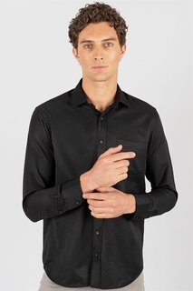 Классический крой, хлопковая мужская черная рубашка Добби, которую легко гладить TUDORS