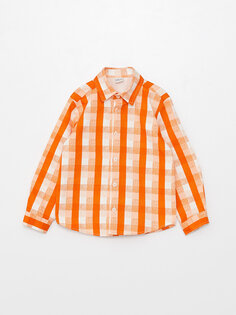 Клетчатая рубашка для мальчика с длинными рукавами LCW ECO, оранжевый плед