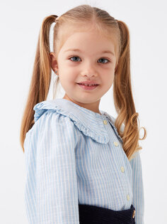 Клетчатая рубашка с воротником Bebe для маленьких девочек LCW baby, голубые полосы