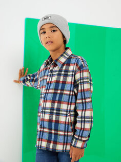 Клетчатая куртка-рубашка для мальчика с длинными рукавами LCW Kids, синий плед