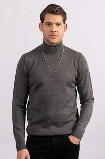 Облегающий простой шерстяной мужской свитер с черепаховым воротником TUDORS