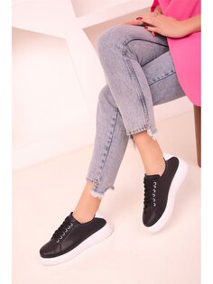 Кожаная женская спортивная обувь на шнуровке Soho Exclusive, черный