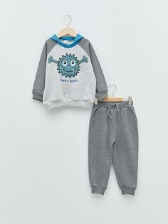 Толстовка с капюшоном и длинными рукавами с принтом для маленьких мальчиков и брюки-джоггеры, комплект из 2 предметов LCW baby