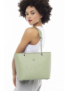Кожаная женская сумка BENETTON, зеленый