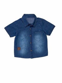 Кожаная рубашка с вышивкой для мальчика с коротким рукавом COPPA BABY