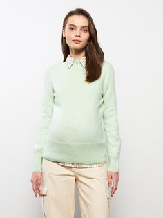 Обычный трикотажный свитер для беременных с полуводолазкой и длинными рукавами LCWAIKIKI Maternity, мятно-зеленый