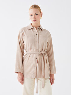 Однотонная бархатная женская куртка-рубашка с длинным рукавом LCWAIKIKI Classic