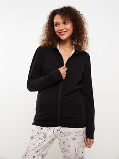Однотонная женская пижамная рубашка с капюшоном и длинными рукавами LCW DREAM, новый черный
