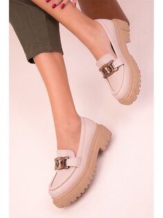 Кожаные женские классические туфли на толстой подошве Soho Exclusive, бежевый