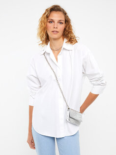 Однотонная женская рубашка из поплина с длинным рукавом XSIDE, белый