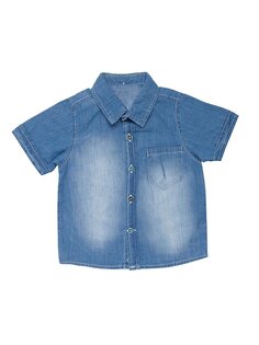 Однотонная рубашка на пуговицах с карманами и карманами для мальчика COPPA BABY, светло-синий