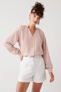 Однотонная рубашка с длинным рукавом MUNİ MUNİ, пудрово-розовый Muni Muni