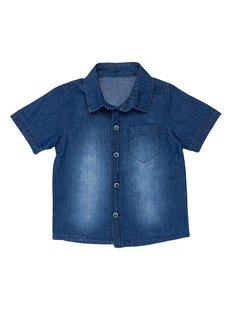 Однотонная рубашка на пуговицах с карманами и карманами для мальчика COPPA BABY, темно-синий