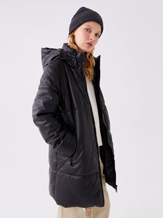 Однотонное женское пуховое пальто с капюшоном из кожи XSIDE