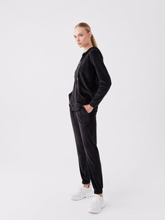 Однотонные бархатные женские спортивные штаны с эластичной резинкой на талии LCWAIKIKI Classic, новый черный